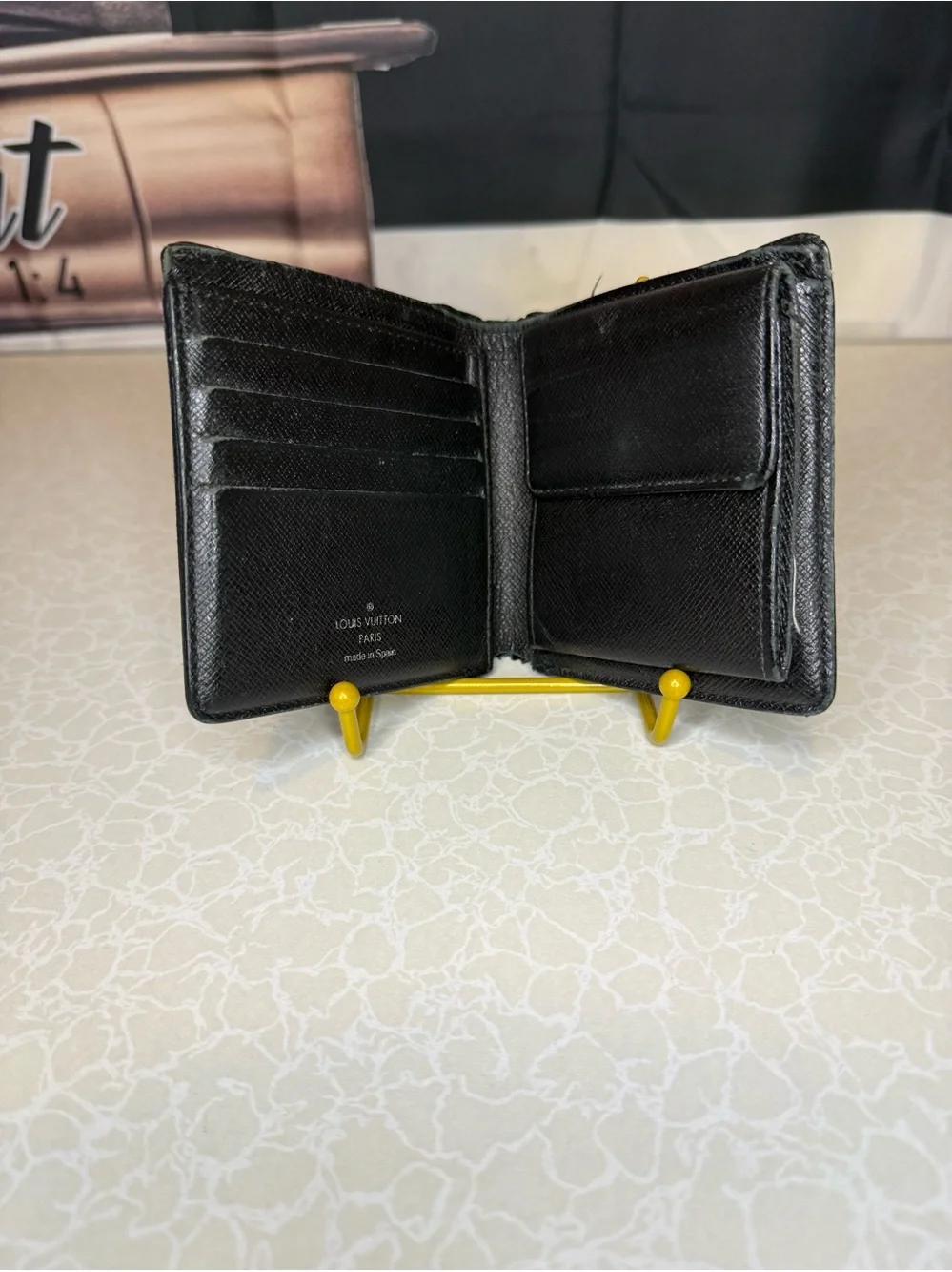 Louis Vuitton Black Compact Leather Wallet